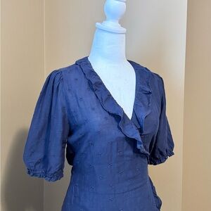 Old Navy Navy V-Neck wrapp Dress